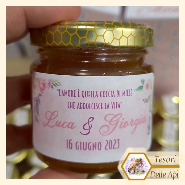 Bomboniera Miele Matrimonio Vaso con etichetta personalizzata Bomboniera Miele Matrimonio Vaso con etichetta personalizzata