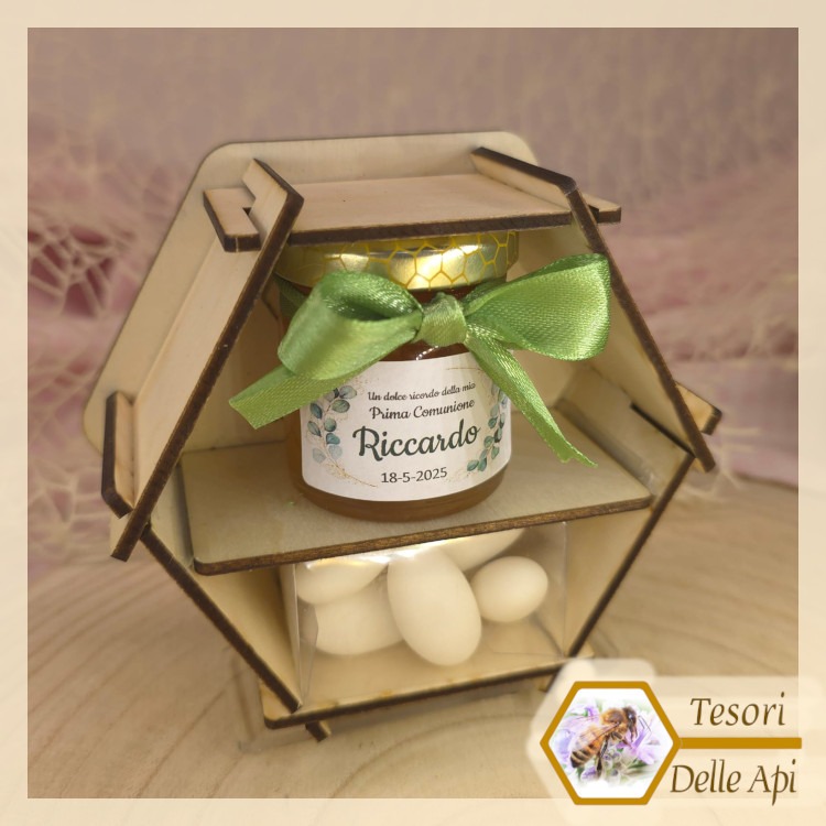 bomboniere-vasetto-miele-e-confetti-espositore-esagonale-legno bomboniere-vasetto-miele-e-confetti-espositore-esagonale-legno